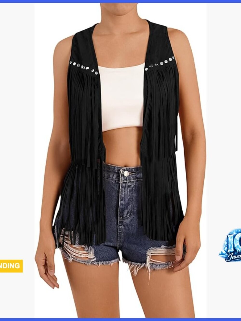 Faux Suede Fringe Vest Sleeveless Open Front Western Boho Festival Top